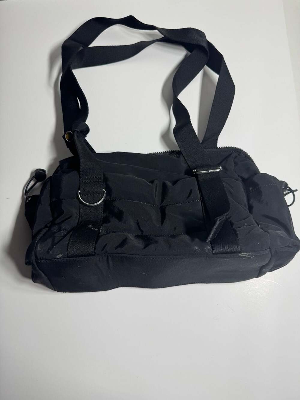Black Nylon Casual Shoulder Bag Duffle Multi-Pocket Handbag